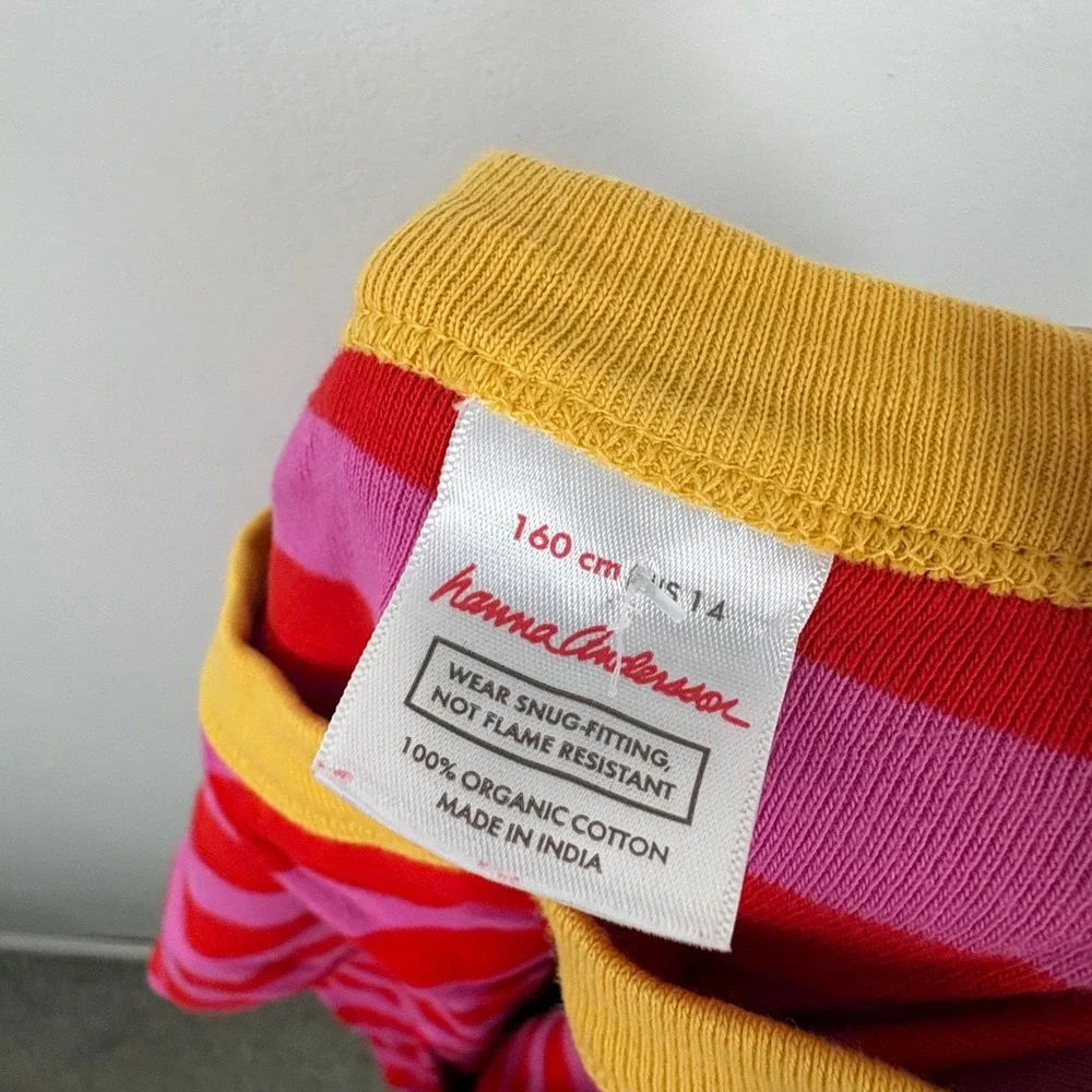 Hanna Andersson Kids Pink Red Striped Organic Cotton Pajama Top Size 160  US 14